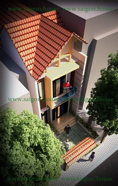 MẪU THIẾT KẾ NHÀ PHỐ 2 TẦNG MÁI NGÓI ĐẸP