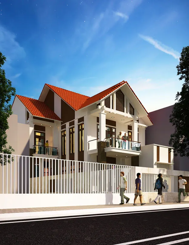 MẪU BIỆT THỰ MÁI NGÓI 1 TRỆT 1 LẦU ĐẸP